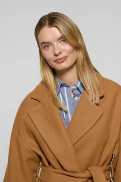 Polo Club Vestes*Manteau long Carrie couleur en drap et détails Camel