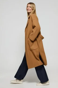 Polo Club Vestes*Manteau long Carrie couleur en drap et détails Camel