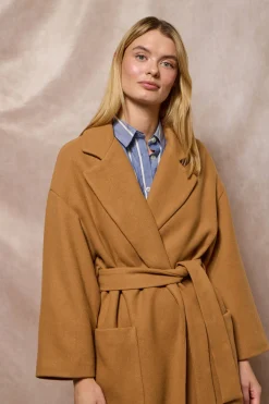 Polo Club Vestes*Manteau long Carrie couleur en drap et détails Camel