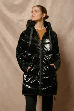 Polo Club Vestes*Manteau métallisé Catele à capuche fixe et détails Noir