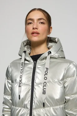 Polo Club Vestes*Manteau métallisé Catele avec capuche fixe et détails Platine