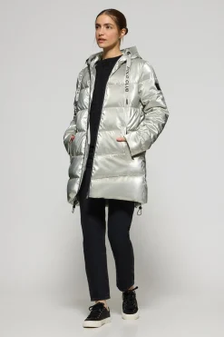 Polo Club Vestes*Manteau métallisé Catele avec capuche fixe et détails Platine