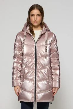 Polo Club Vestes*Manteau métallisé Catele avec capuche fixe et détails Rose