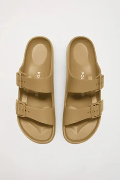 Polo Club Chaussures*Nu-pieds bio pour femme à boucles Camel