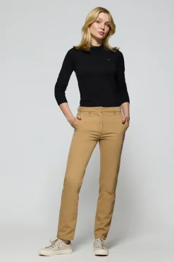 Polo Club Pantalons*Pantalon chino May couleur avec broderie sur une poche minimaliste Sable