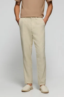 Polo Club Pantalons*Pantalon Cuba en lin et coton couleur avec détails brodés Sable