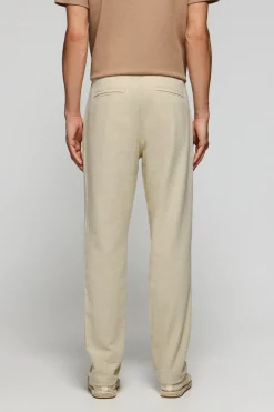 Polo Club Pantalons*Pantalon Cuba en lin et coton couleur avec détails brodés Sable