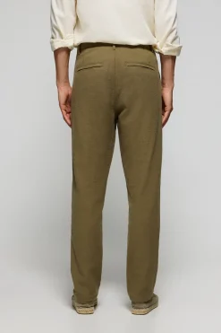 Polo Club Pantalons*Pantalon Cuba en lin et coton vert avec détails brodés Kaki