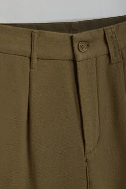 Polo Club Pantalons*Pantalon Cuba en lin et coton vert avec détails brodés Kaki
