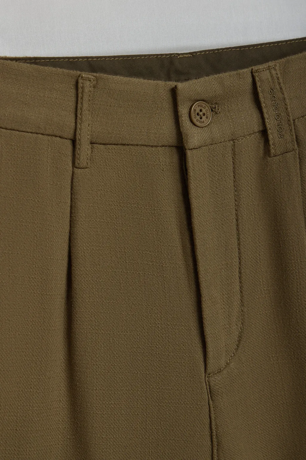 Polo Club Pantalons*Pantalon Cuba en lin et coton vert avec détails brodés Kaki