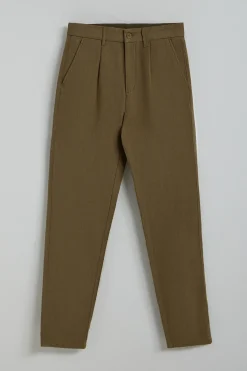 Polo Club Pantalons*Pantalon Cuba en lin et coton vert avec détails brodés Kaki