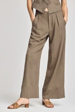 Polo Club Pantalons*Pantalon Deia couleur en coton et lin avec détails Taupe