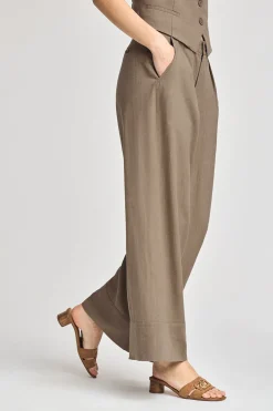Polo Club Pantalons*Pantalon Deia couleur en coton et lin avec détails Taupe