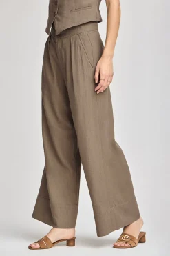 Polo Club Pantalons*Pantalon Deia couleur en coton et lin avec détails Taupe
