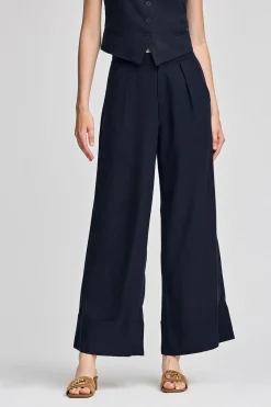 Polo Club Pantalons*Pantalon Deia en coton et lin avec détails Bleu Marine
