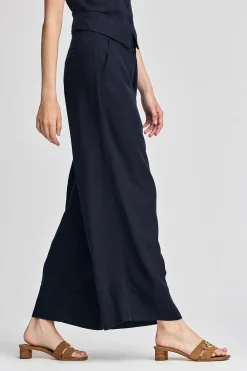 Polo Club Pantalons*Pantalon Deia en coton et lin avec détails Bleu Marine