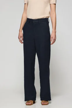 Polo Club Pantalons*Pantalon Tamara en lin et coton avec détails brodés Bleu Marine