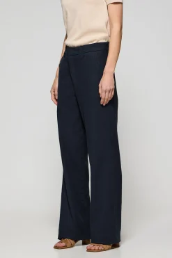 Polo Club Pantalons*Pantalon Tamara en lin et coton avec détails brodés Bleu Marine