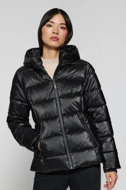 Polo Club Vestes*Parka à effet brillant Snow avec capuche fixe et détails Noir