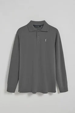 Polo Club Polos*Polo à manches longues à trois boutons avec logo Rigby Go gris Asphalte