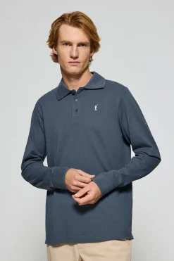 Polo Club Polos*Polo à manches longues à trois boutons avec logo Rigby Go bleu Denim