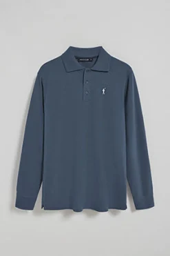 Polo Club Polos*Polo à manches longues à trois boutons avec logo Rigby Go bleu Denim