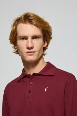 Polo Club Polos*Polo à manches longues à trois boutons avec logo Rigby Go bordeaux Grenat