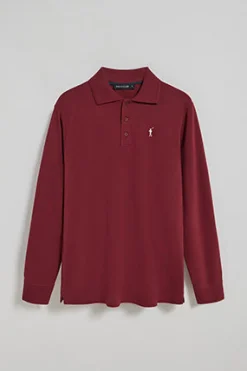 Polo Club Polos*Polo à manches longues à trois boutons avec logo Rigby Go bordeaux Grenat