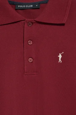 Polo Club Polos*Polo à manches longues à trois boutons avec logo Rigby Go bordeaux Grenat