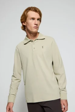 Polo Club Polos*Polo à manches longues à trois boutons avec logo Rigby Go couleur Pierre
