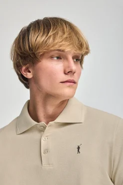 Polo Club Polos*Polo à manches courtes et trois boutons avec logo brodé Rigby Go Beige