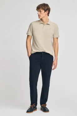 Polo Club Polos*Polo en coton et lin avec deux boutons et monogramme brodé Beige