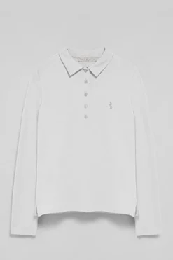Polo Club Polos*Polo manches longues en coton avec broderie Rigby Best Blanc