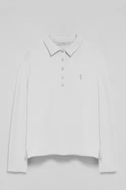Polo Club Polos*Polo manches longues en coton avec broderie Rigby Best Blanc