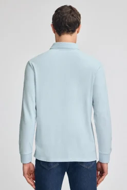 Polo Club Polos*Polo bleu clair à manches longues à trois boutons et broderie Rigby Go Bleu ciel