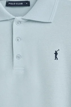 Polo Club Polos*Polo bleu clair à manches longues à trois boutons et broderie Rigby Go Bleu ciel