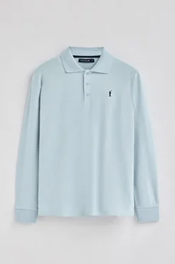 Polo Club Polos*Polo bleu clair à manches longues à trois boutons et broderie Rigby Go Bleu ciel