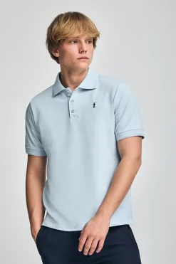 Polo Club Polos*Polo bleu clair à manches courtes et trois boutons avec logo brodé Rigby Go Bleu ciel