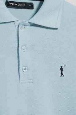Polo Club Polos*Polo bleu clair à manches courtes et trois boutons avec logo brodé Rigby Go Bleu ciel