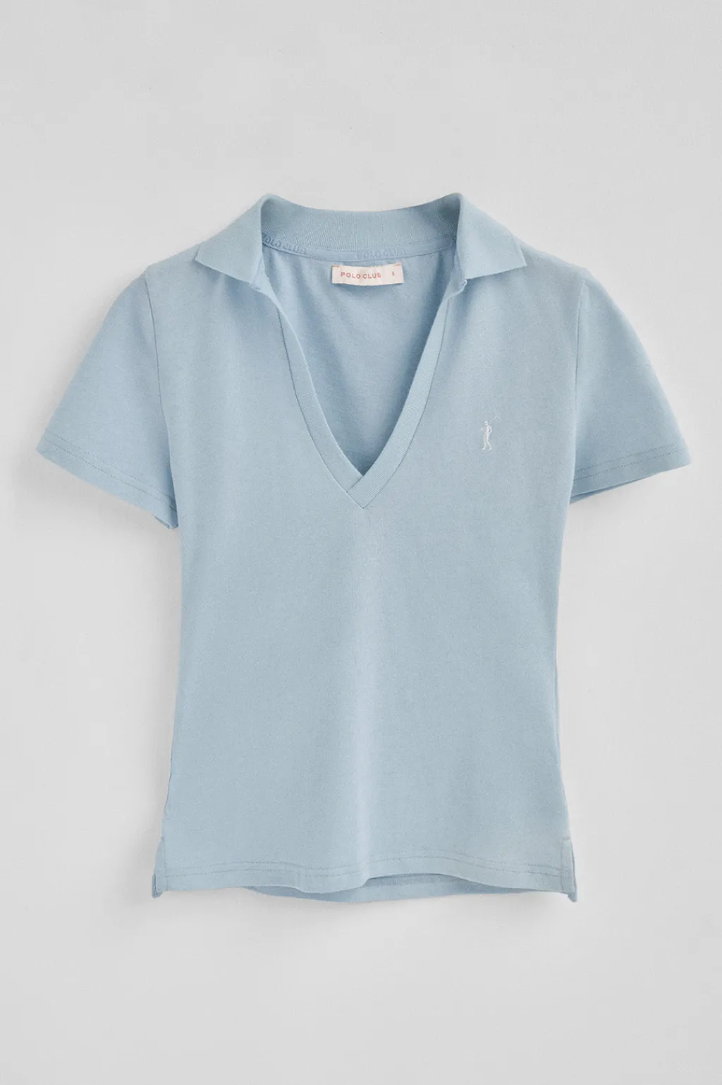 Polo Club Polos*Polo bleu clair en coton et lin sans boutons avec broderie Rigby Go Bleu ciel