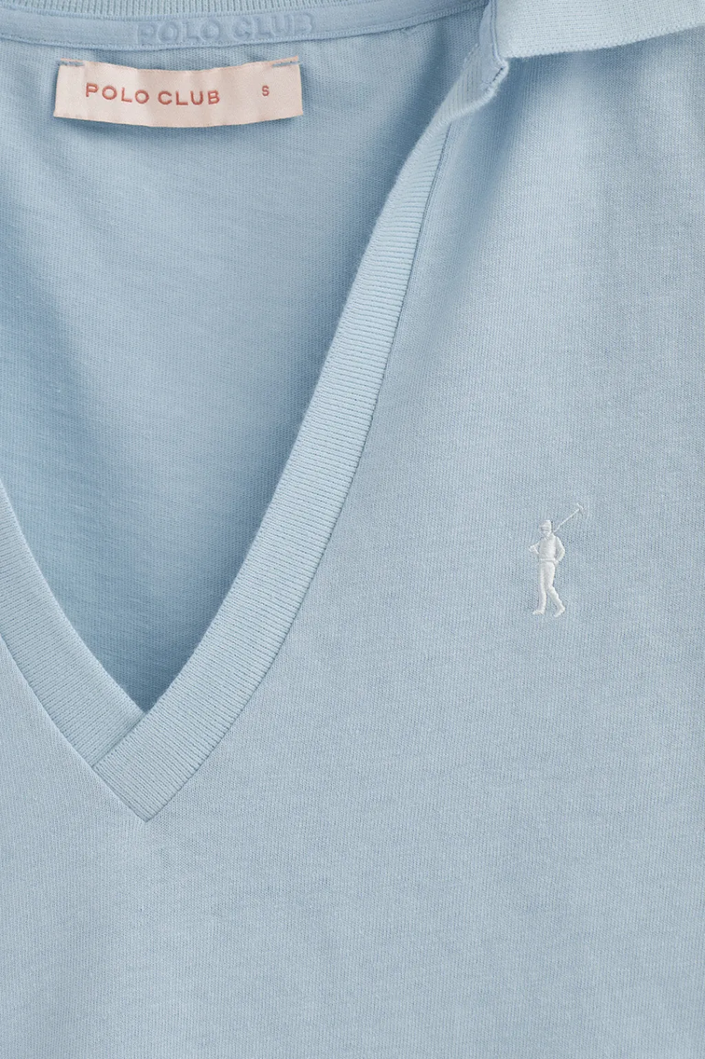 Polo Club Polos*Polo bleu clair en coton et lin sans boutons avec broderie Rigby Go Bleu ciel