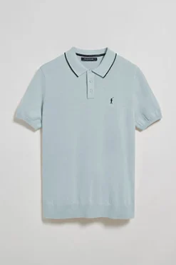 Polo Club Polos|Pulls*Polo bleu clair en maille avec boutons et broderie Rigby Go Bleu ciel