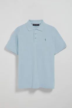 Polo Club Polos*Polo bleu clair en piqué à manches courtes avec broderie Rigby Best Bleu ciel