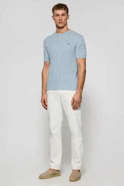 Polo Club Pulls|T-Shirts*Polo bleu clair tressé à manches courtes à logo brodé Bleu ciel