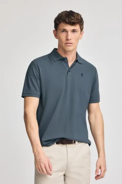 Polo Club Polos*Polo bleu en piqué à manches courtes avec broderie Rigby Best Denim