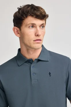 Polo Club Polos*Polo bleu en piqué à manches courtes avec broderie Rigby Best Denim