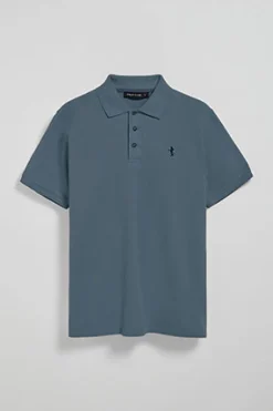 Polo Club Polos*Polo bleu en piqué à manches courtes avec broderie Rigby Best Denim