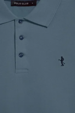 Polo Club Polos*Polo bleu en piqué à manches courtes avec broderie Rigby Best Denim