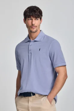 Polo Club Polos*Polo bleu eau à manches courtes et trois boutons avec logo brodé Rigby Go Bleu Aqua