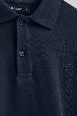Polo Club Polos*Polo en coton et lin avec deux boutons et monogramme brodé Bleu Marine